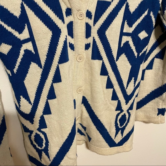 Active Blue & Cream Thick Cardigan Sweater - Picture 3 of 5